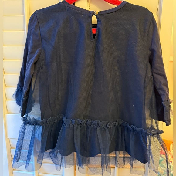EUC Crewcuts navy shirt with tulle overlay and detail on sleeves. - Picture 4 of 4